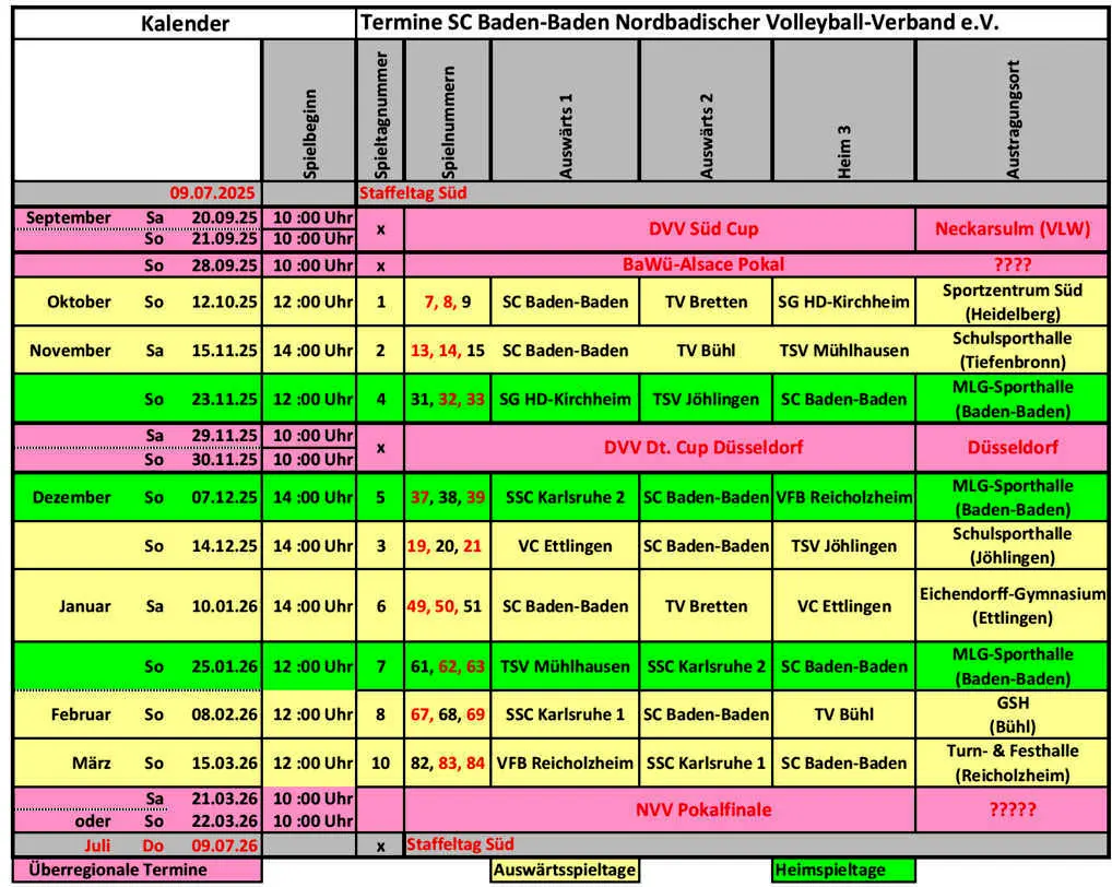 SC Baden-Baden Mixed Volleyball Spielplan 2024_2025 SC Baden-Baden Verbandsliga Mixed Spielplan 2024_2025