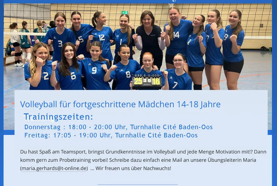 Jugendtraining für Mädchen mit Maria beim TV Baden-Oos