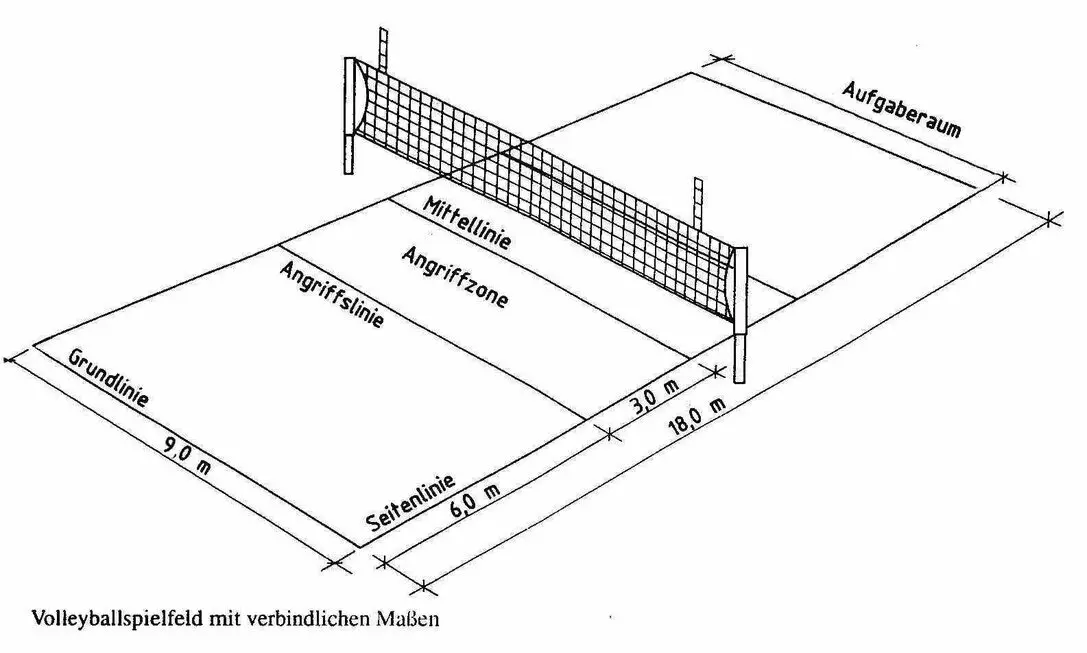 Offizielle Maße Volleyballfeld